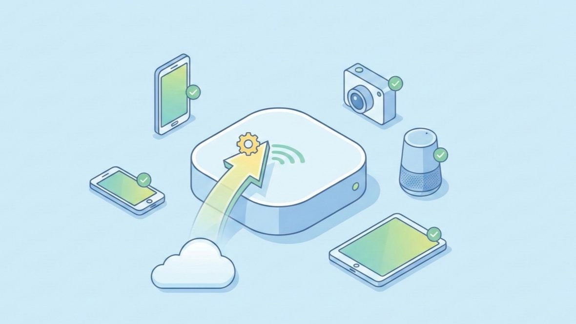 Graphic showing Update the Firmware on Your smart devices for home optimization