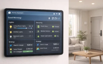 Home Assistant local-only smart home dashboard controlling Zigbee and Z-Wave devices
