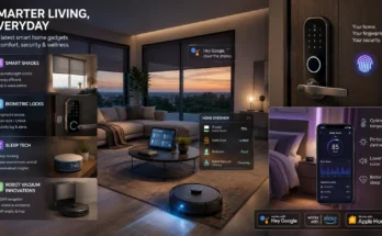 Latest smart home news gadgets including smart shades, biometric locks, sleep tech, and robot vacuum innovations